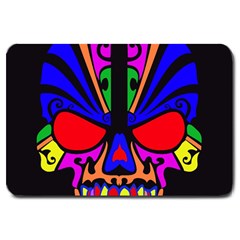 Skull In Colour Large Door Mat by icarusismartdesigns