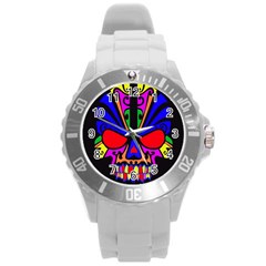 Skull In Colour Plastic Sport Watch (large) by icarusismartdesigns