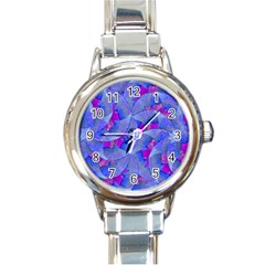 Abstract Deco Digital Art Pattern Round Italian Charm Watch by dflcprints