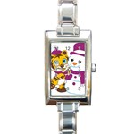 Winter Time Zoo Friends   004 Rectangular Italian Charm Watch Front