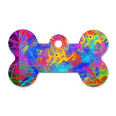 Colour Chaos  Dog Tag Bone (two Sided) by icarusismartdesigns