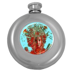 Flower Horizon Hip Flask (round) by icarusismartdesigns