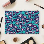 Turquoise Cheetah Cosmetic Bag (Large) Back