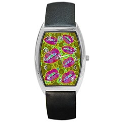 Sassy Lips Bubbles  Tonneau Leather Watch by OCDesignss