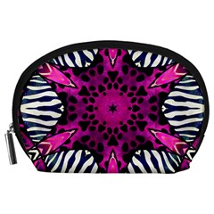 Crazy Hot Pink Zebra  Accessory Pouch (large) by OCDesignss