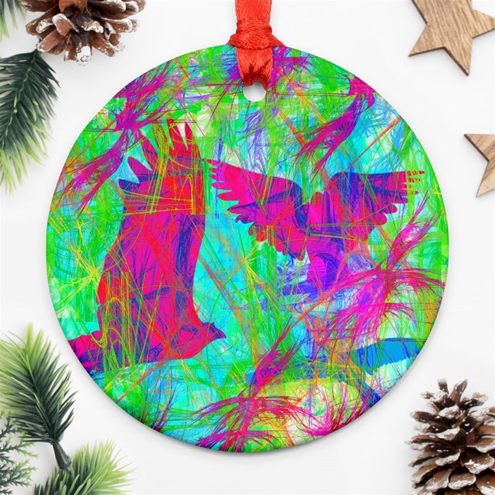 Birds In Flight Round Ornament