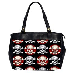 Red Black Skull Polkadots  Oversize Office Handbag (two Sides) by OCDesignss