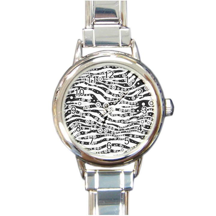 Albino Zebra Round Italian Charm Watch