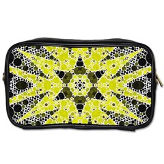 Bright Yellow Black  Travel Toiletry Bag (one Side) by OCDesignss