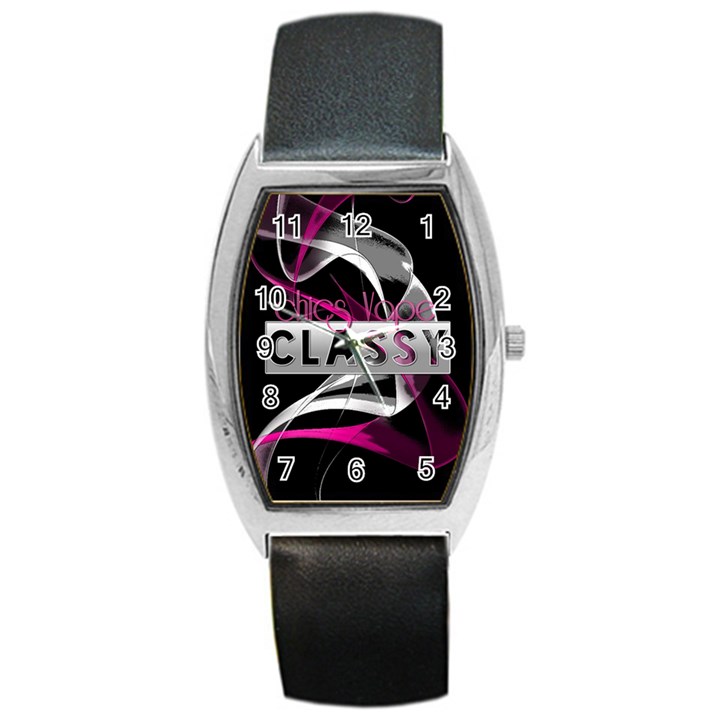 Classy Chics Vape Pink Smoke  Tonneau Leather Watch