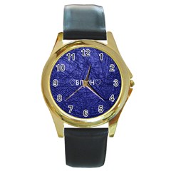 Blue Bit?h Round Leather Watch (gold Rim)  by OCDesignss