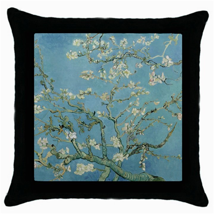 Vincent Van Gogh, Almond Blossom Black Throw Pillow Case