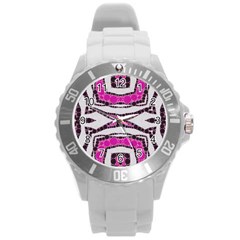 Pink Black Zebra  Plastic Sport Watch (large) by OCDesignss