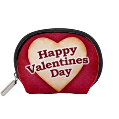 Heart Shaped Happy Valentine Day Text Design Accessory Pouch (small) by dflcprints