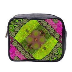 Florescent Pink Green  Mini Travel Toiletry Bag (two Sides) by OCDesignss