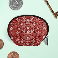 Flowers Pattern Collage In Coral An White Colors Accessory Pouch (small) by dflcprints