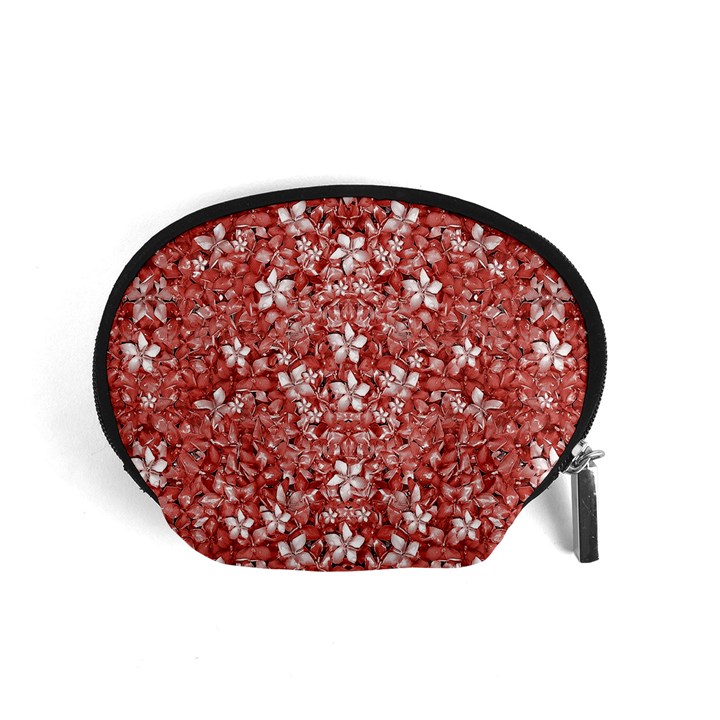 Flowers Pattern Collage in Coral an White Colors Accessory Pouch (Small)