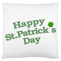 Happy St Patricks Text With Clover Graphic Large Flano Cushion Case (two Sides) by dflcprints