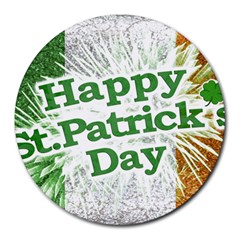 Happy St  Patricks Day Grunge Style Design 8  Mouse Pad (round) by dflcprints