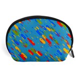 Colorful shapes on a blue background Accessory Pouch (Large) Front