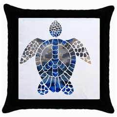 Peace Turtle Black Throw Pillow Case by oddzodd