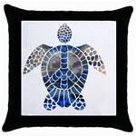 Peace Turtle Black Throw Pillow Case Front