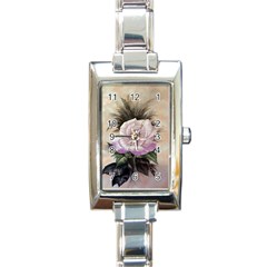 Pink Rose Rectangular Italian Charm Watch by ArtByThree