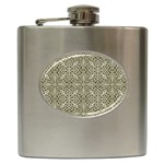 Silver Intricate Arabesque Pattern Hip Flask Front