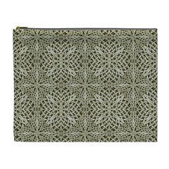 Silver Intricate Arabesque Pattern Cosmetic Bag (xl) by dflcprints