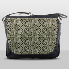 Silver Intricate Arabesque Pattern Messenger Bag by dflcprints