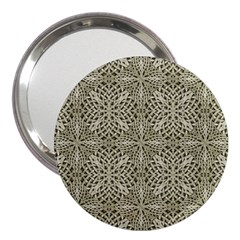 Silver Intricate Arabesque Pattern 3  Handbag Mirror by dflcprints