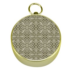 Silver Intricate Arabesque Pattern Gold Compass by dflcprints