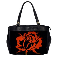 Red Rose Etching On Black Oversize Office Handbag (two Sides) by StuffOrSomething