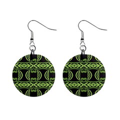 Green Shapes On A Black Background Pattern 1  Button Earrings by LalyLauraFLM