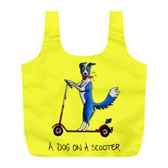 A Dog On A Scooter Reusable Bag (l) by retz