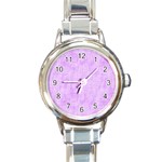 Hidden Pain In Purple Round Italian Charm Watch Front