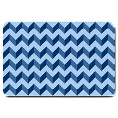 Tiffany Blue Modern Retro Chevron Patchwork Pattern Large Door Mat by GardenOfOphir