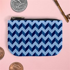 Tiffany Blue Modern Retro Chevron Patchwork Pattern Coin Change Purse by GardenOfOphir