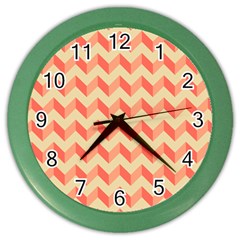 Modern Retro Chevron Patchwork Pattern Wall Clock (color) by GardenOfOphir