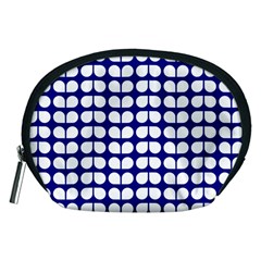 Blue And White Leaf Pattern Accessory Pouch (medium) by GardenOfOphir