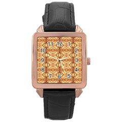 Faux Animal Print Pattern Rose Gold Leather Watch  by GardenOfOphir