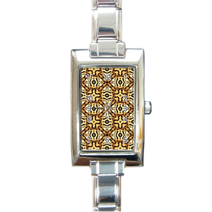 Faux Animal Print Pattern Rectangular Italian Charm Watch