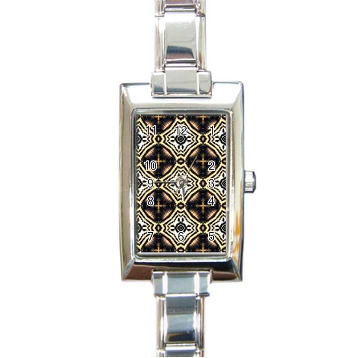 Faux Animal Print Pattern Rectangular Italian Charm Watch