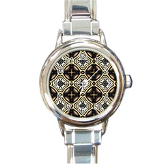 Faux Animal Print Pattern Round Italian Charm Watch by GardenOfOphir