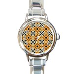 Faux Animal Print Pattern Round Italian Charm Watch Front