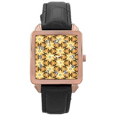 Faux Animal Print Pattern Rose Gold Leather Watch  by GardenOfOphir