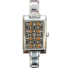 Faux Animal Print Pattern Rectangular Italian Charm Watch by GardenOfOphir