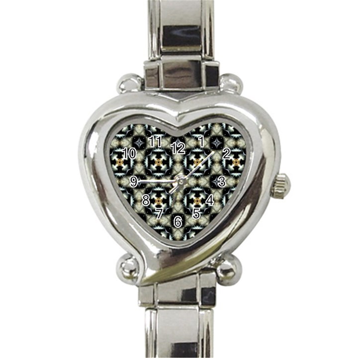 Faux Animal Print Pattern Heart Italian Charm Watch 