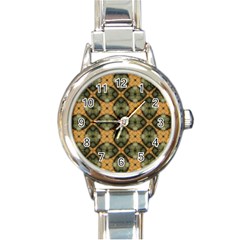 Faux Animal Print Pattern Round Italian Charm Watch by GardenOfOphir