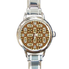 Faux Animal Print Pattern Round Italian Charm Watch by GardenOfOphir